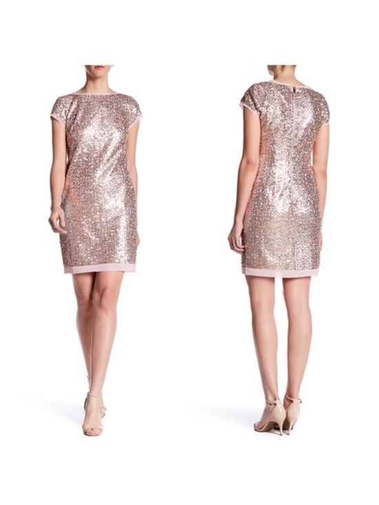 Vince Camuto Dresses & Skirts - New Vince Camuto Sequin Shift Mini Dress Rose Gold